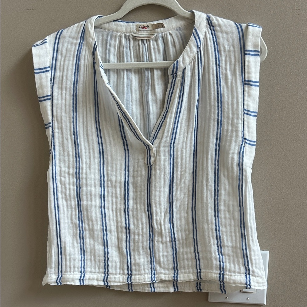 Faherty Dream Cotton Gauze Dylan Top Back Bay Stripe Size Small